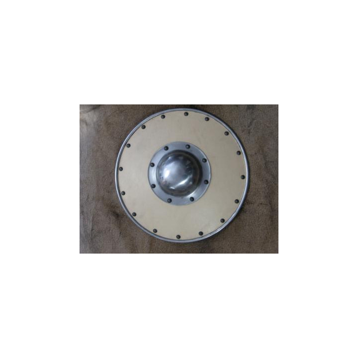 Bouclier circulaire du moyen age gainé, umbo standard (écru) pas disponible