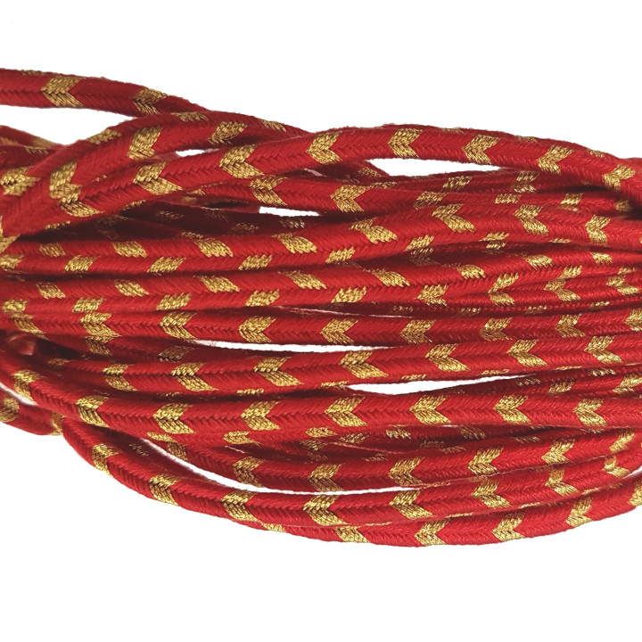 Cordon carré 3 X 3 or et rouge