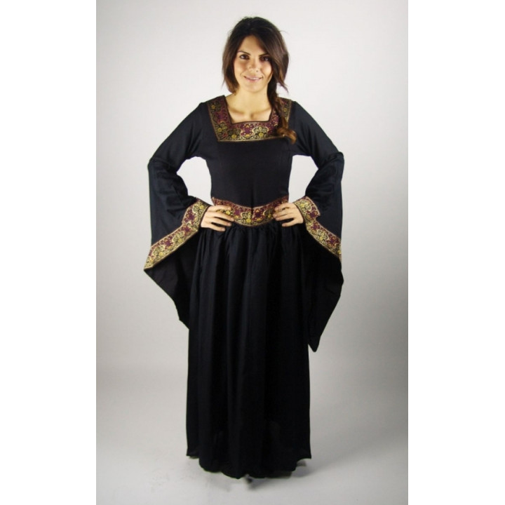 Robe Moyen-Âge renaissance marquante la taille et froncée sur les hanches