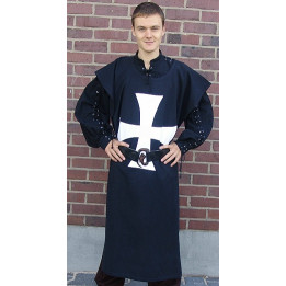 Tabard d'hospitalier en coton - Noir croix blanche