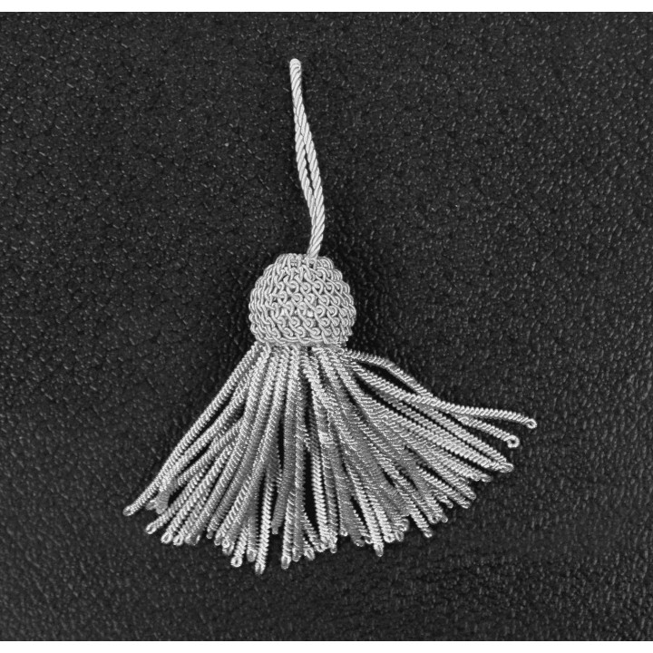 pompn grosse boule ARGETN  franges fine AVEC cordon.jpg