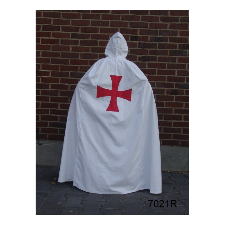 Cape de templier en coton 1 croix rouge