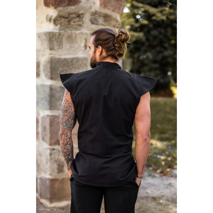 Gilet coton noir avec épaulettes dos