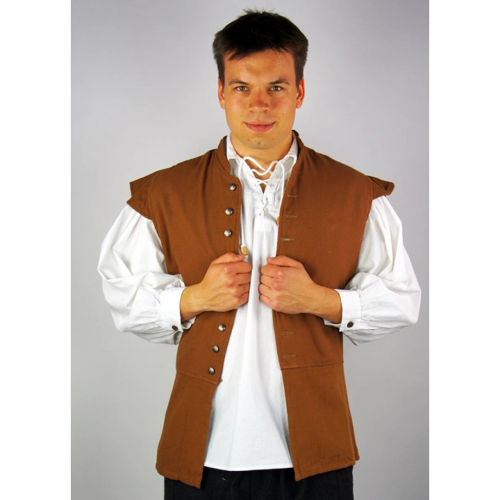 Gilet coton tabac avec épaulettes face