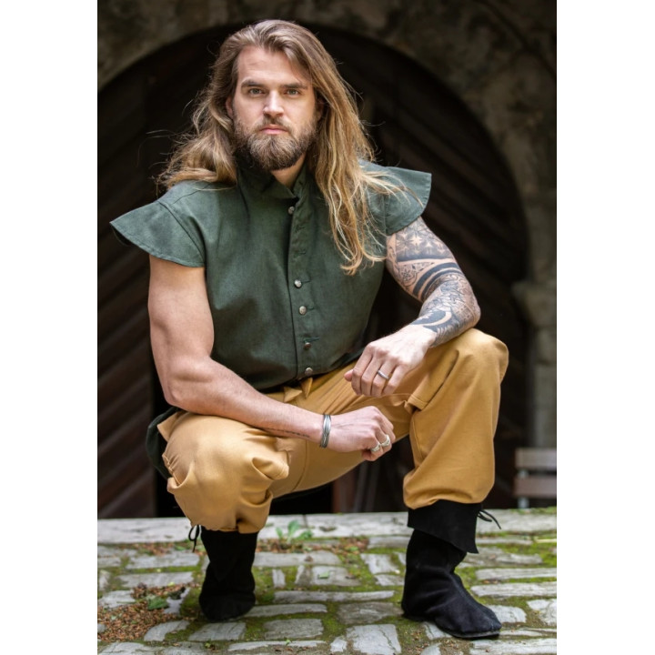 Gilet coton vert avec épaulettes