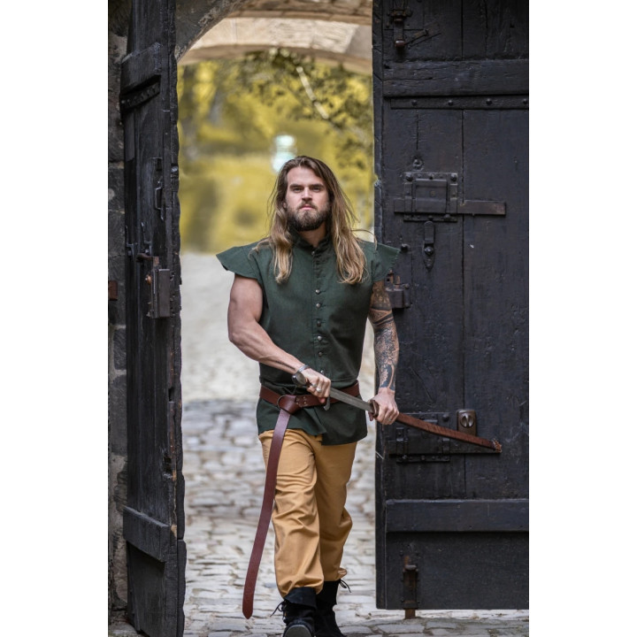 Gilet coton vert avec épaulettes face