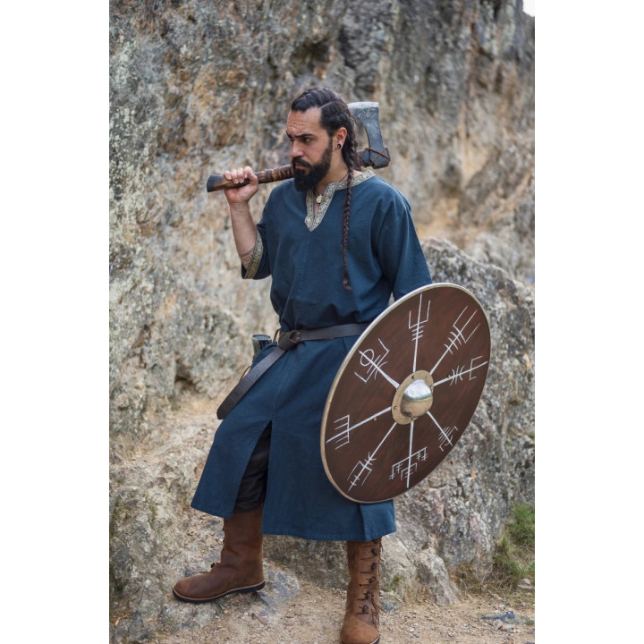 Tunique bordée de galon manches courtes bleu