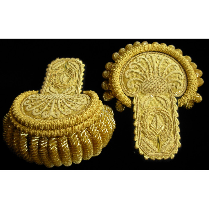 Palms on greek shield, laurel and oak on body, silver or gold Empire epaulettes: type I c- The pair
