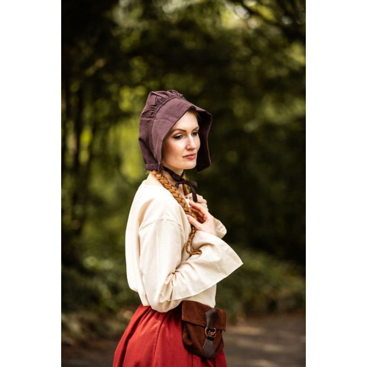 Coiffe femme en coton marron