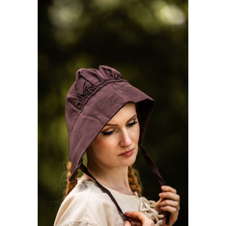 Coiffe femme en coton marron