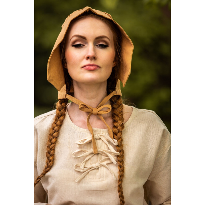 Coiffe femme en coton camel