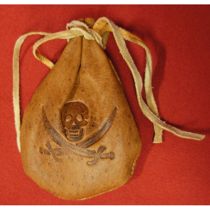 Bourse de pirate remplie de copies de 8 pièces espagnoles anciennes