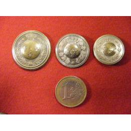 Old silverplated buttons, 3 lillies and crown, 25 mm diam